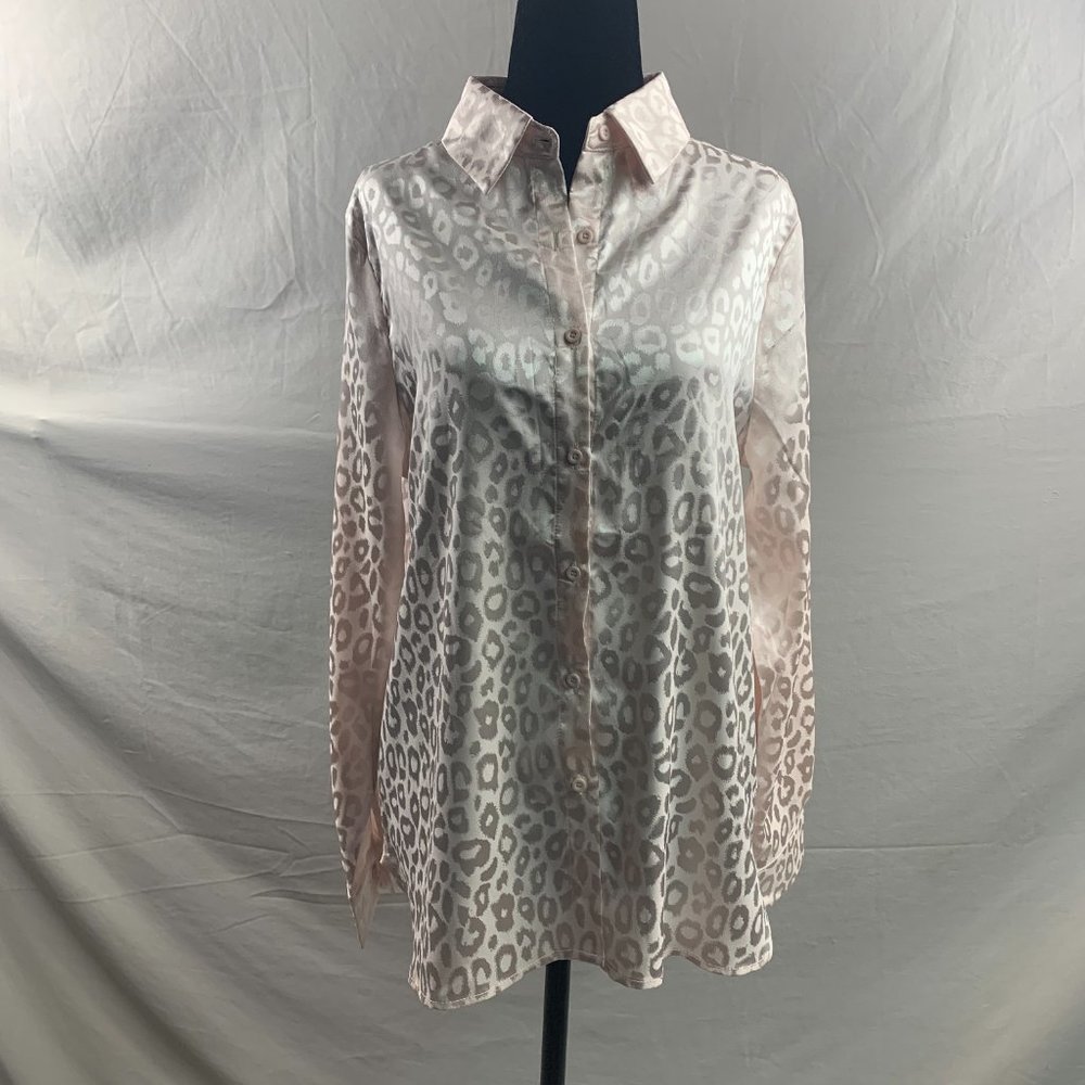 Leopard Jacquard Satin Shirt - Picture 5 of 9